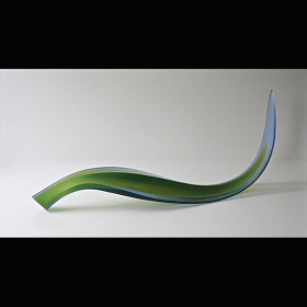 Reclining Leaf in Yellow and Cobalt - SOLD