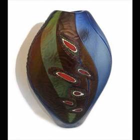 Brown Blue Green Red w/ Red Center Murrini - SOLD